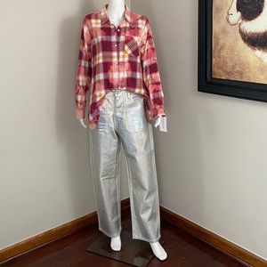 Helmut Lang, iridescent coated denim.  Nearly-new, worn only twice.